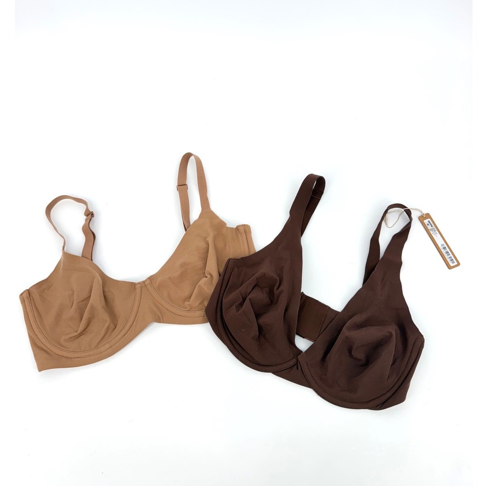 Skims SET of TWO Fits Everybody High Apex Bra Set Cocoa Tan 36D BR-PLG-3210